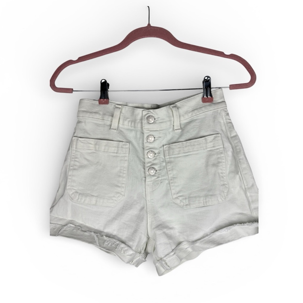 Madewell Women High-Waisted Size 25 White Shorts Summer Coastal Coquette